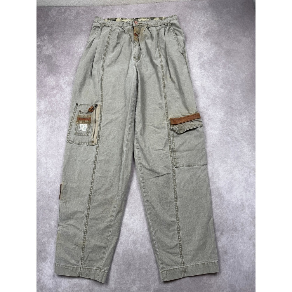 VTG Y2K Nikoata Cargo Pants Relaxed Utility Men 33X32‎  Khaki Hong Kong Distress
